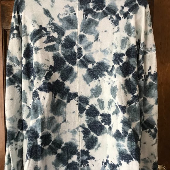 Old Navy White with Navy Tie-Dye V-Neck Pullover Sweater Medium - Picture 7 of 11